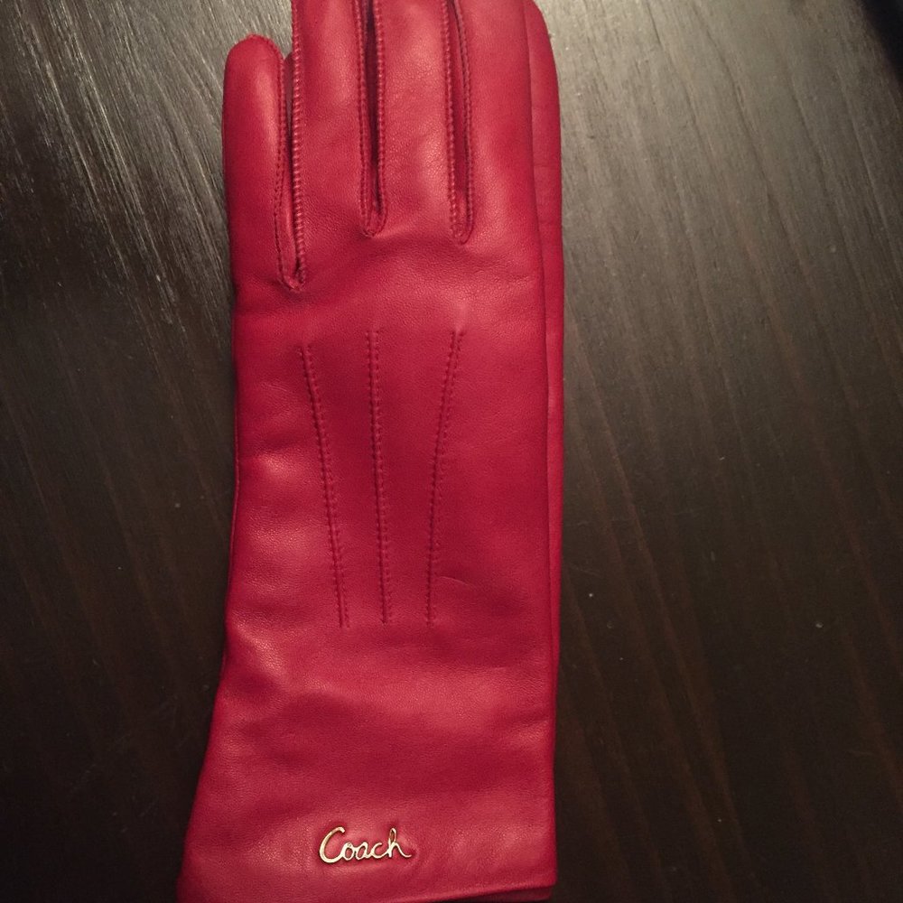 Coach leather red gloves